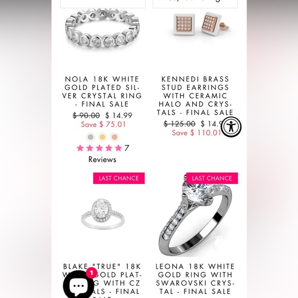 CATE & CHLOE Leona "Fate" 18K White Gold Ring Size 7 NEW! LAST CHANCE! ROSE GOLD - Picture 5 of 5